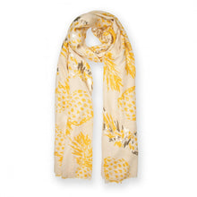 Load image into Gallery viewer, KATIE LOXTON | METALLIC SCARF | PINEAPPLE PRINT | NUDE
