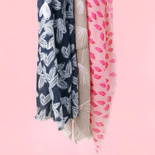 Load image into Gallery viewer, KATIE LOXTON | METALLIC SCARF | SCATTERED HEART PRINT | NAVY
