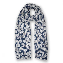 Load image into Gallery viewer, KATIE LOXTON | METALLIC SCARF | SCATTERED HEART PRINT | NAVY
