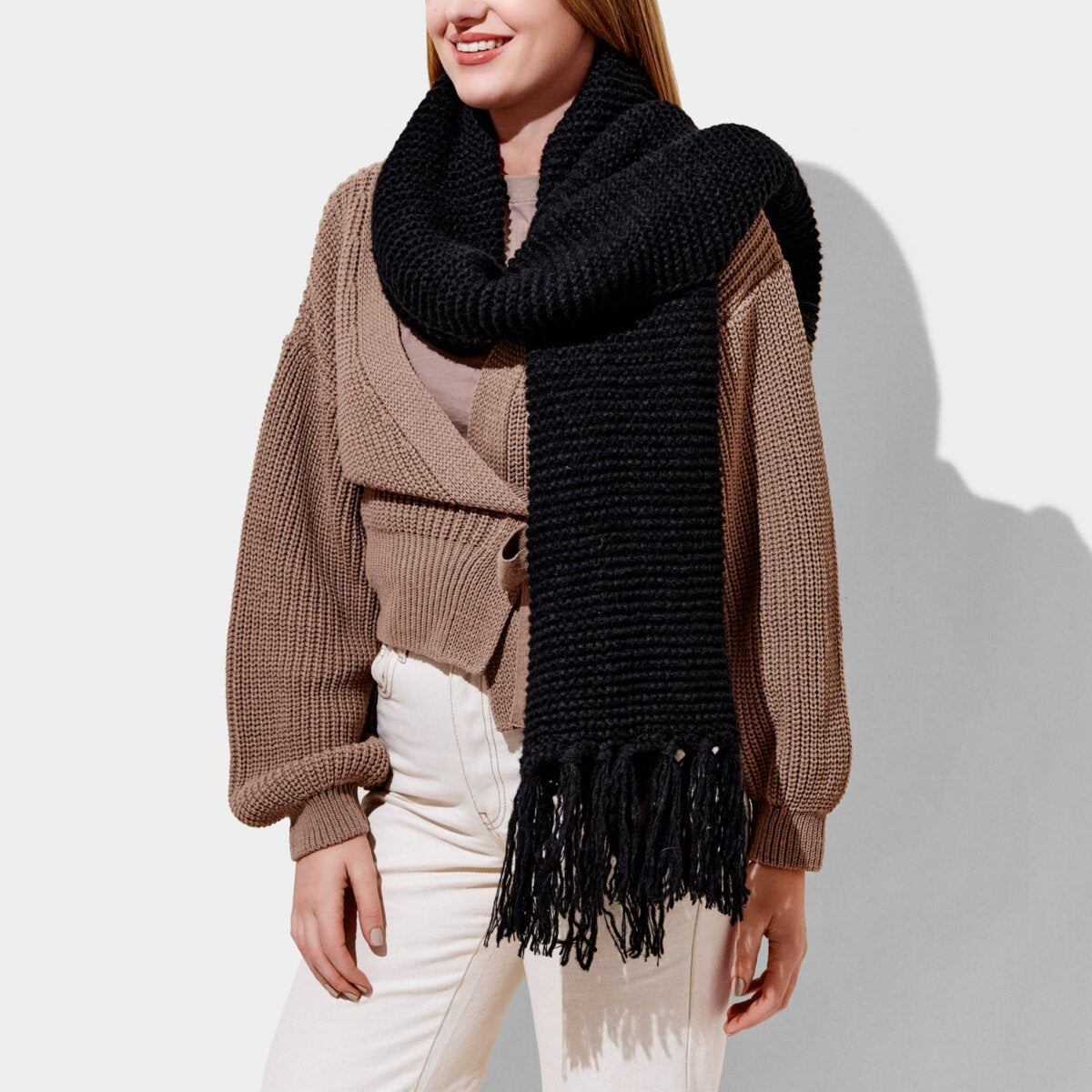 KATIE LOXTON CHUNKY KNITTED SCARF BLACK – Millie and Alice Gifts