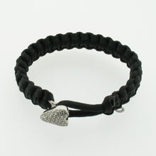 Load image into Gallery viewer, SOLDIER TO SOLDIER BLACK PARACHUTE CORD BRACELET SILVER CZ CLASP
